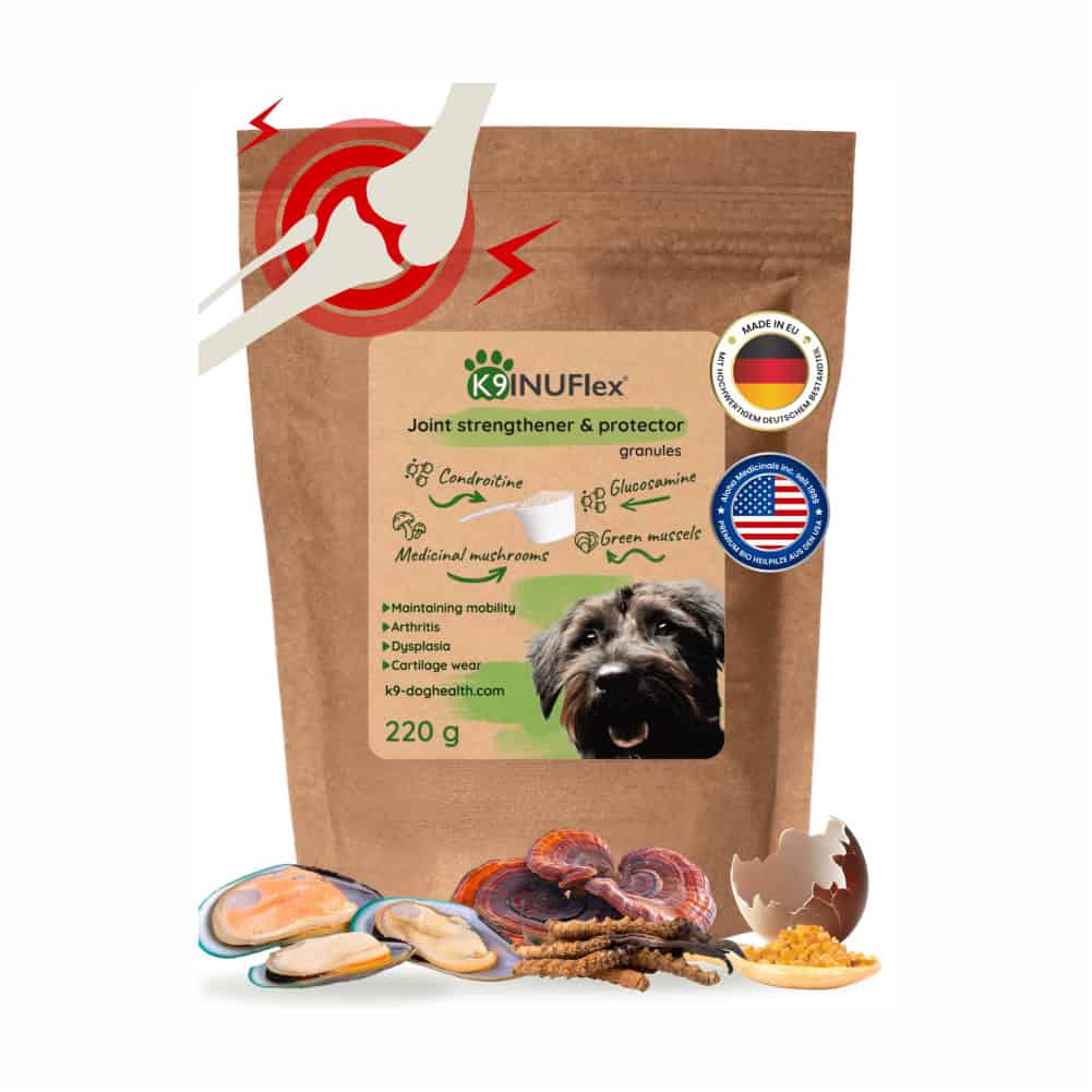 K9 INUFlex® with medicinal mushrooms, green-lipped mussel, colostrum, ESM, and Boswellia – natural joint support blend