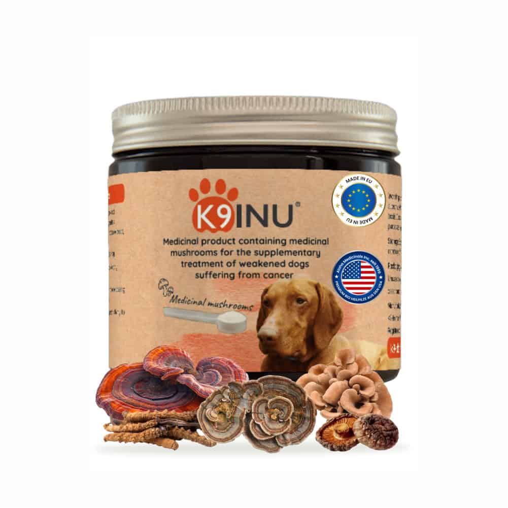 K9 INU® with medicinal mushrooms – Reishi, Shiitake, Maitake, Cordyceps, Agaricus blazei, and Turkey Tail